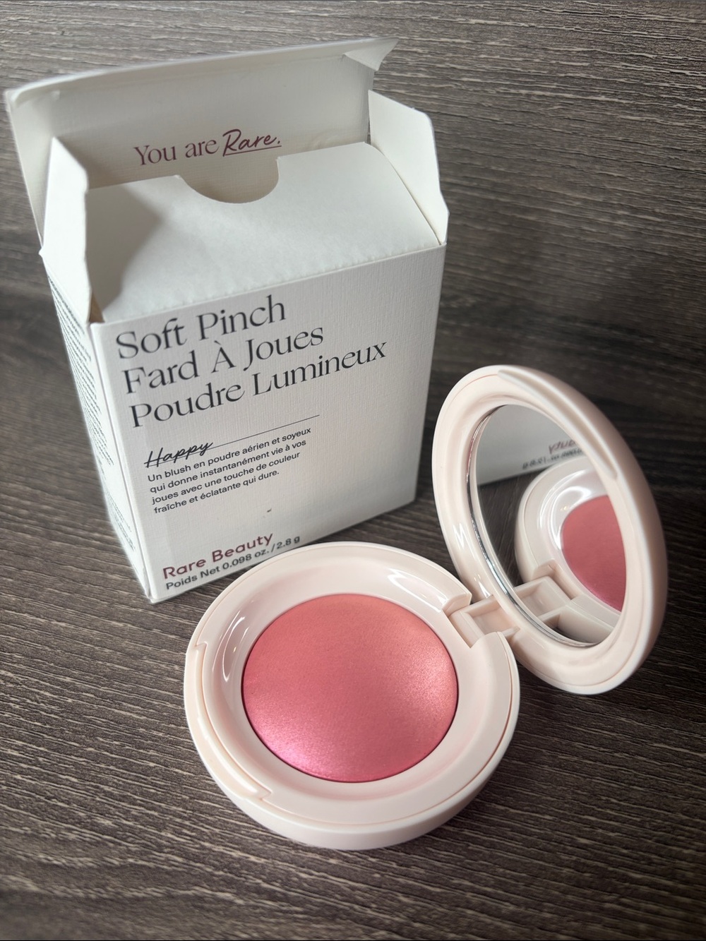 ❤️$ 17 NWT Rare Beauty Soft Pinch Luminous Powder Blush in Shade Happy 2.8g